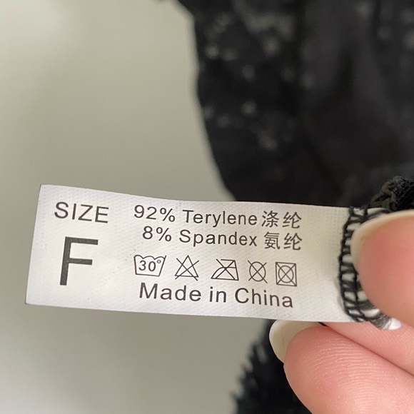 Lace Babydoll Dress with Layered Feather Hems Satin Bow in Black - One Size - Picture 7 of 8